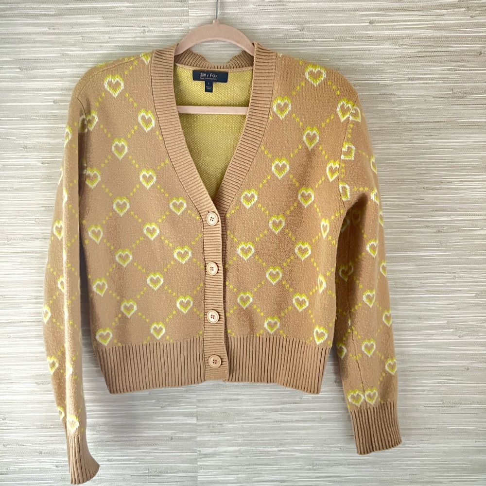 Witty Fox heart pattern short cardigan size S